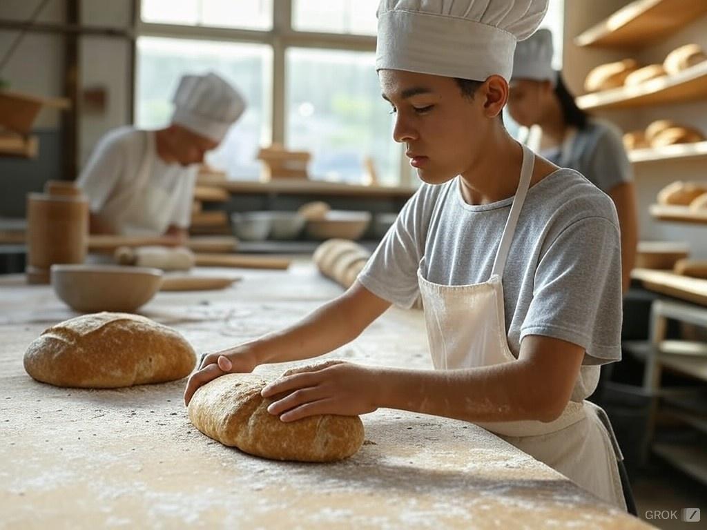estudiantes horneando pan